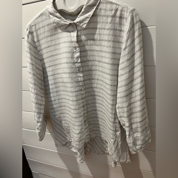 HABITAT clothes to live in - 100% Linen Striped Shirt - Size L ☀️ - Picture 4 of 10